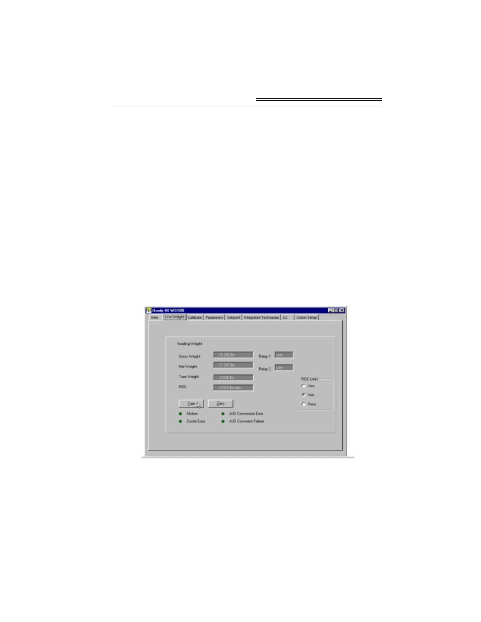 Chapter 5 - operating procedures, A brief description of chapter 5, Reading live weight | Taring the hi 1746- ws, Chapter 5 - operating procedures -1, Taring the hi 1746-ws -1 | Hardy WS100 Configuration Software User Manual | Page 28 / 42