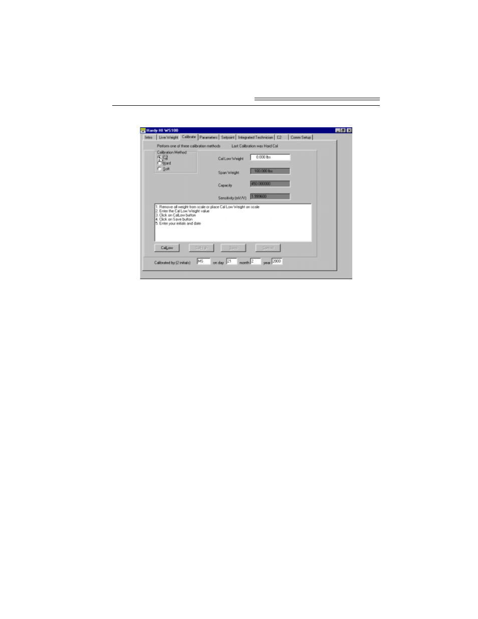 Hard calibration procedures, Hard calibration procedures -3, Fig. 5-2 c2 calibration -3 | Hardy WS100 Configuration Software User Manual | Page 30 / 42