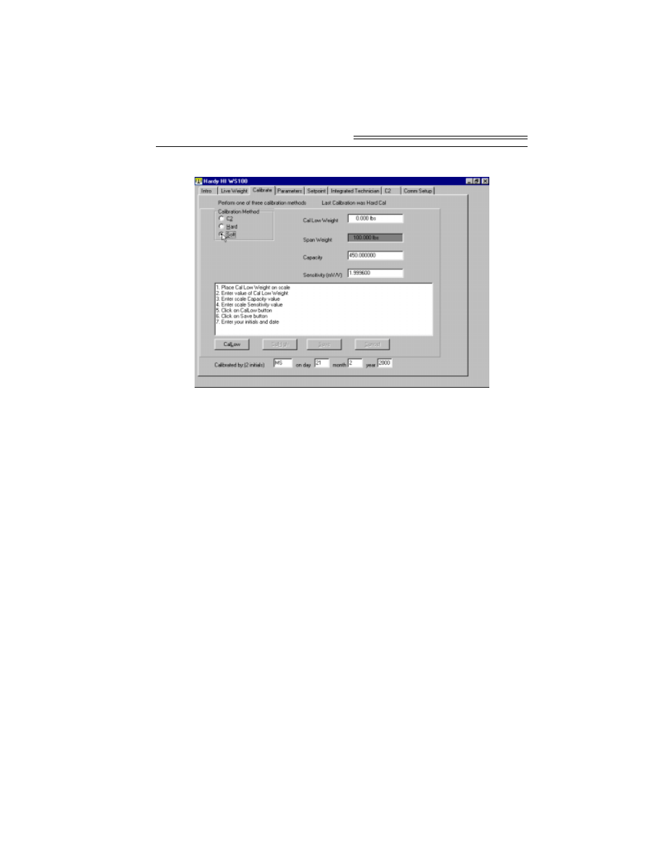 Setting parameters, Setting parameters -5, Fig. 5-4 soft calibration -5 | Hardy WS100 Configuration Software User Manual | Page 32 / 42