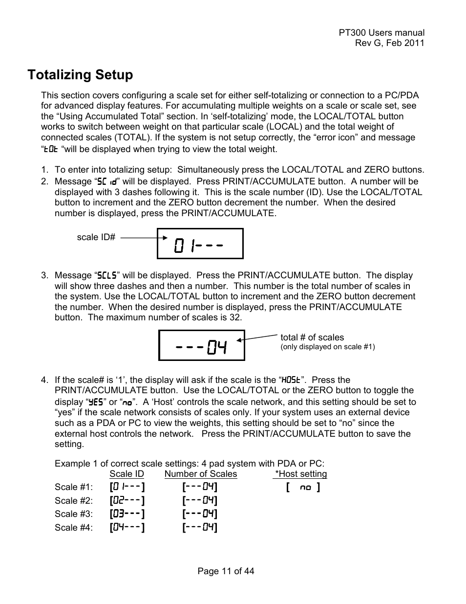 Totalizing setup | Holtgreven Truck Scale Resources User Manual | Page 11 / 44