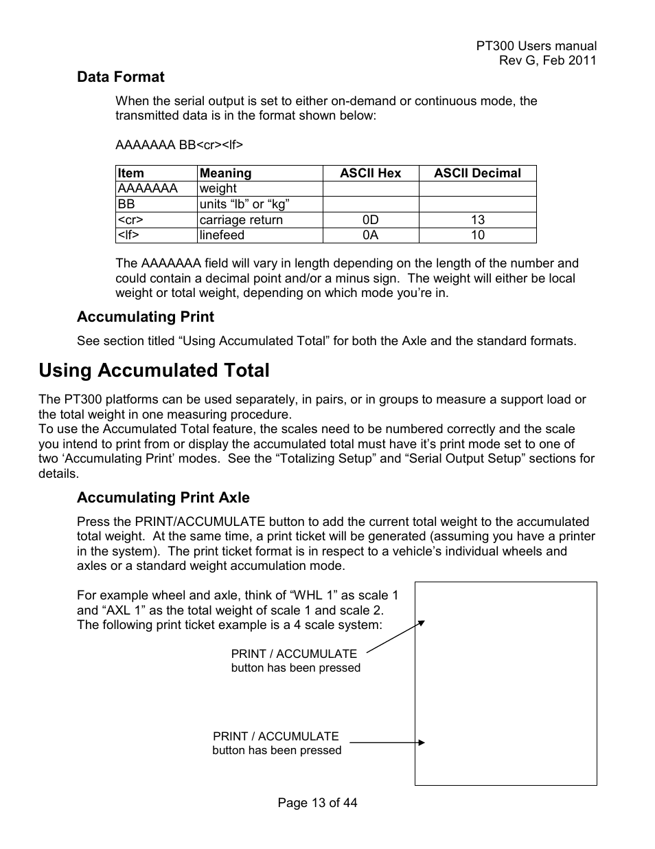 Using accumulated total | Holtgreven Truck Scale Resources User Manual | Page 13 / 44