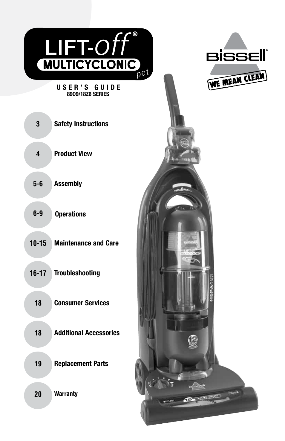 Bissell 18Z6 User Manual | 20 pages