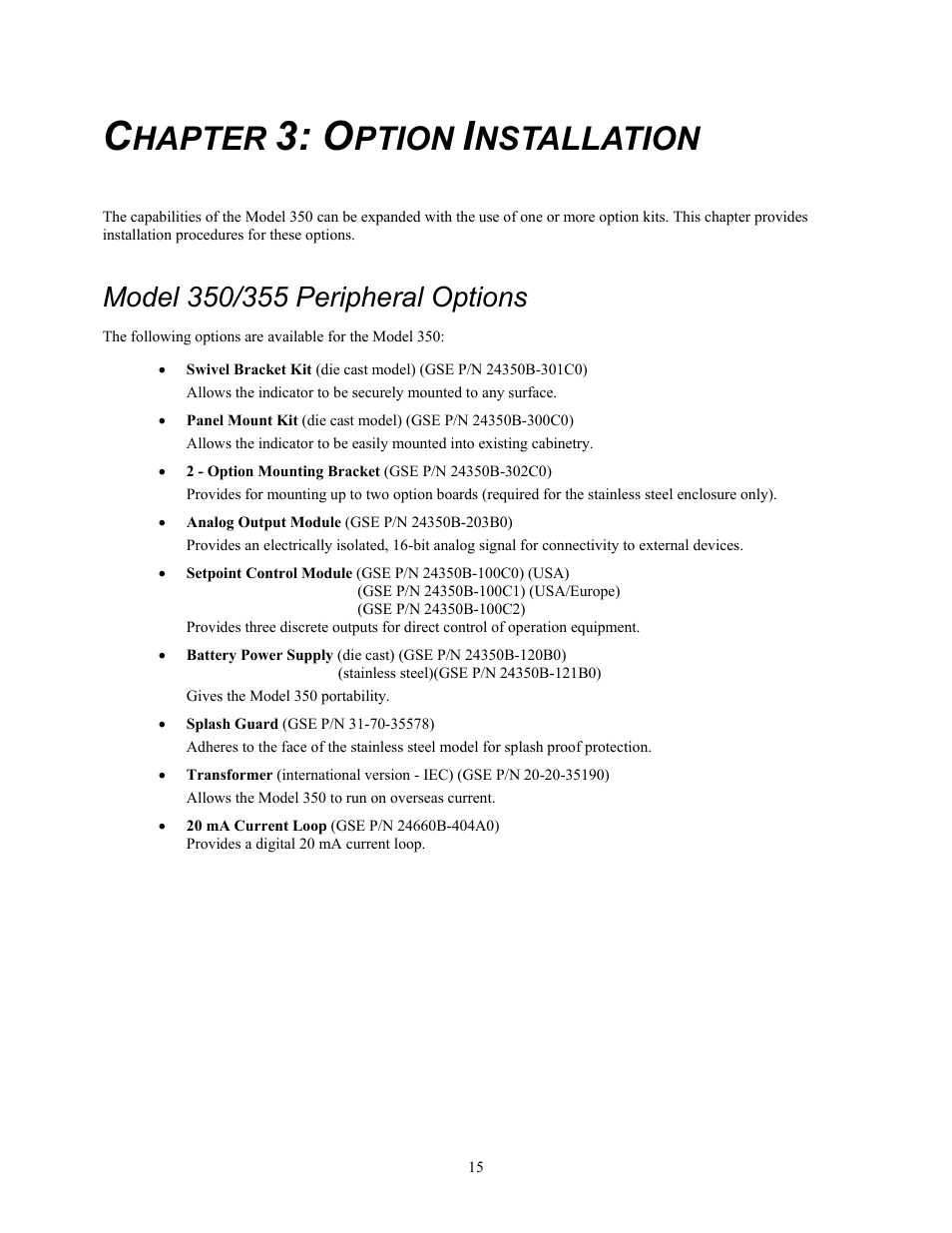 Hapter, Ption, Nstallation | Holtgreven GSE-355 I.S. User Manual | Page 24 / 122