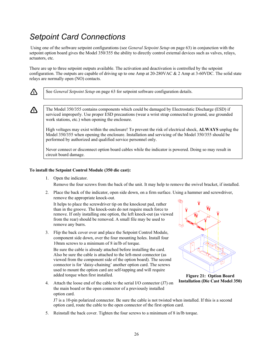 Setpoint card connections | Holtgreven GSE-355 I.S. User Manual | Page 35 / 122