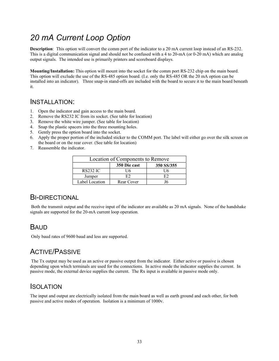20 ma current loop option | Holtgreven GSE-355 I.S. User Manual | Page 42 / 122