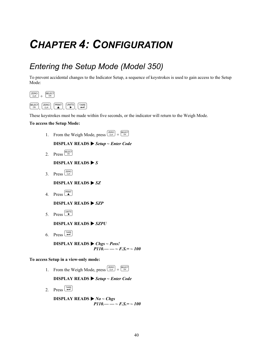 Hapter, Onfiguration, Entering the setup mode (model 350) | Holtgreven GSE-355 I.S. User Manual | Page 49 / 122