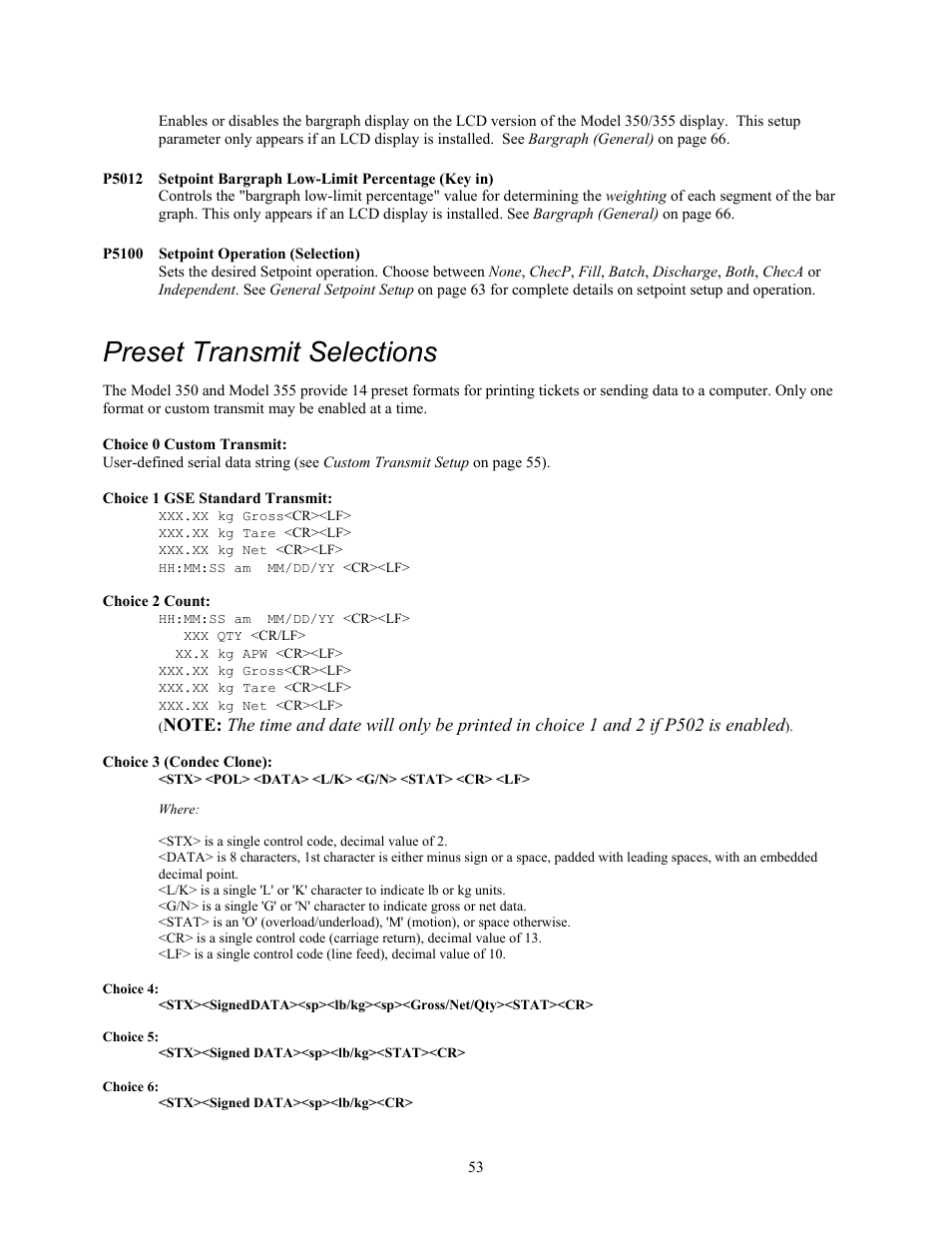 Preset transmit selections | Holtgreven GSE-355 I.S. User Manual | Page 62 / 122