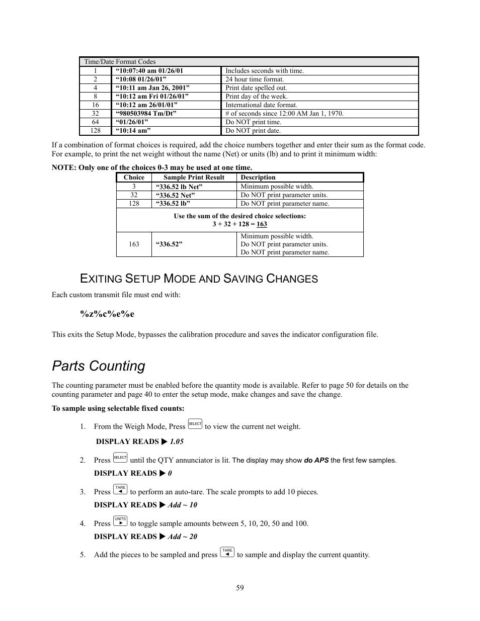 Parts counting, Xiting, Etup | Ode and, Aving, Hanges | Holtgreven GSE-355 I.S. User Manual | Page 68 / 122