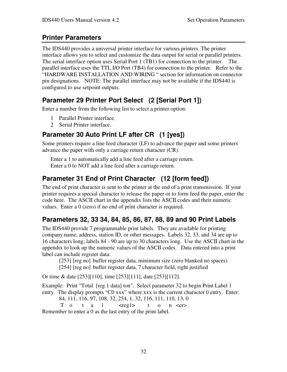 Industrial Data Systems IDS 440 User Manual | Page 36 / 65