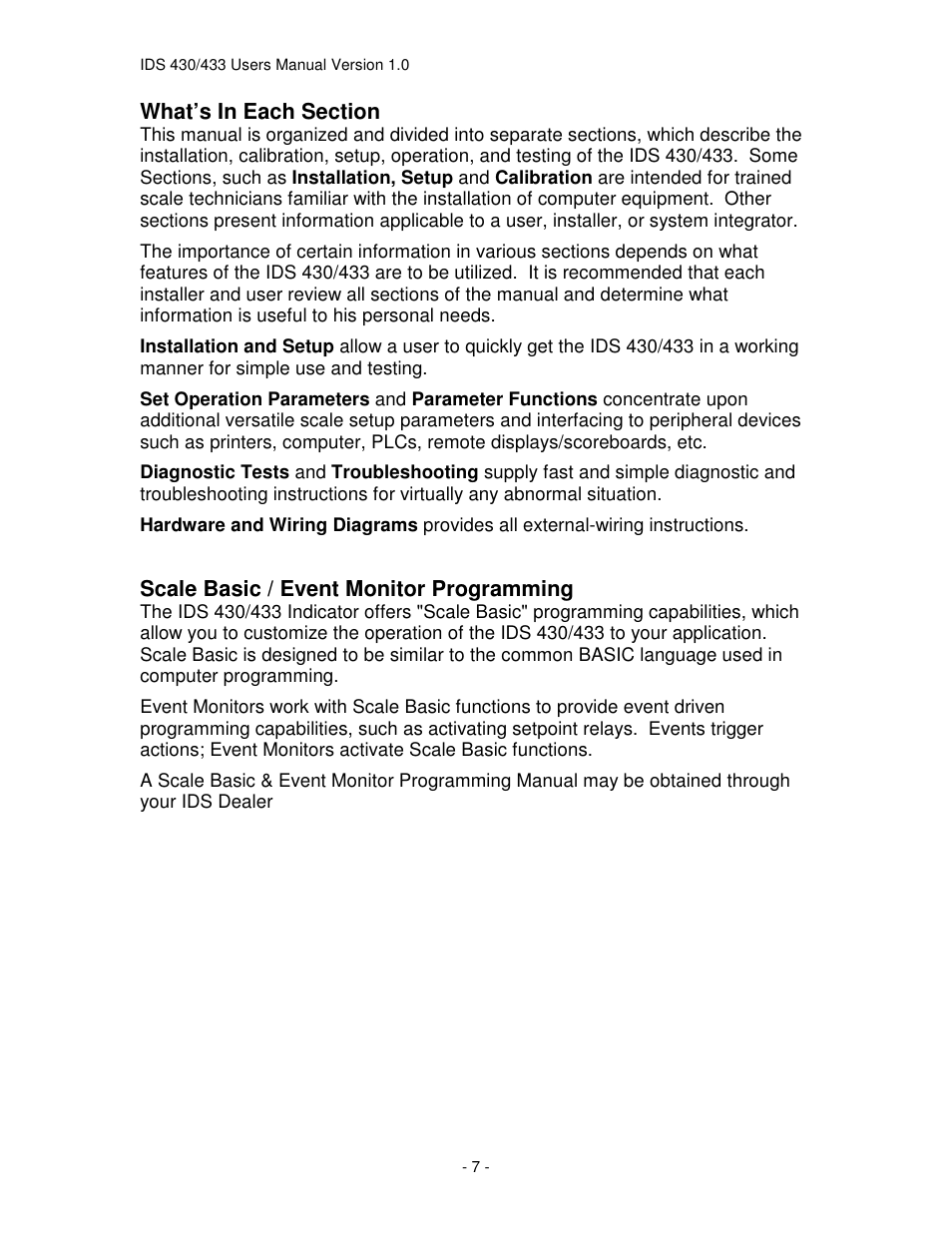 Industrial Data Systems IDS 430 User Manual | Page 7 / 67