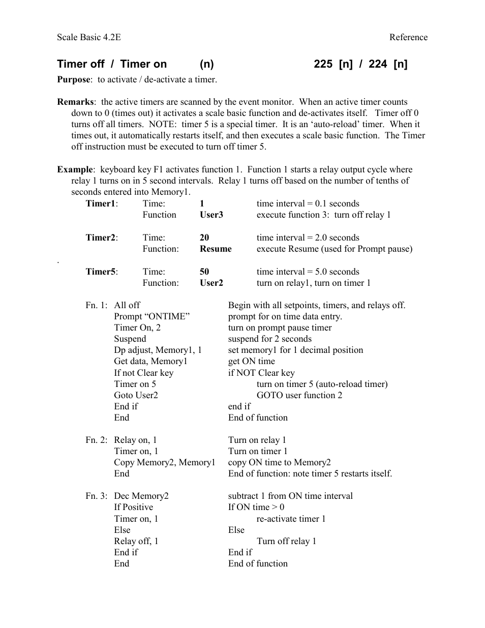 Timer off / timer on (n) 225 [n] / 224 [n | Industrial Data Systems IDS Scale Basic User Manual | Page 33 / 53