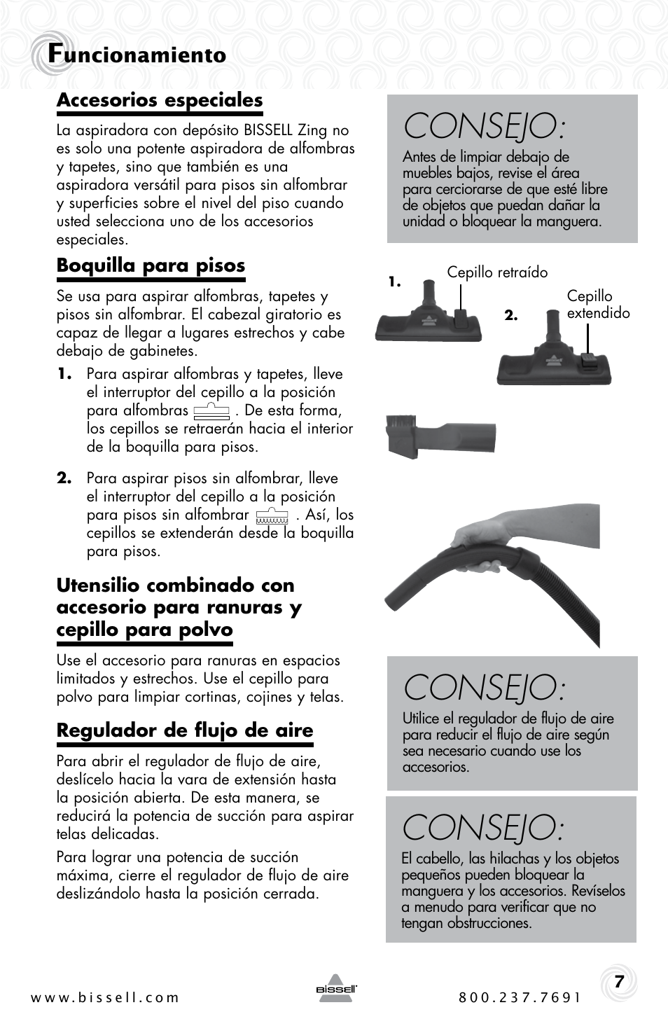 Consejo, Uncionamiento | Bissell 6489 User Manual | Page 23 / 32