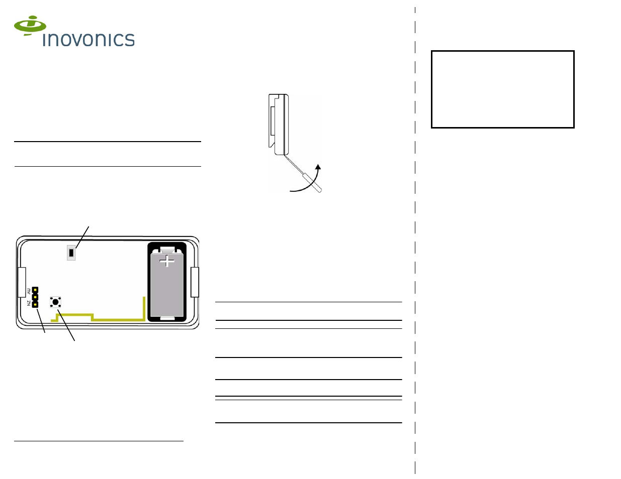 Inovonics EN1235DF User Manual | 2 pages