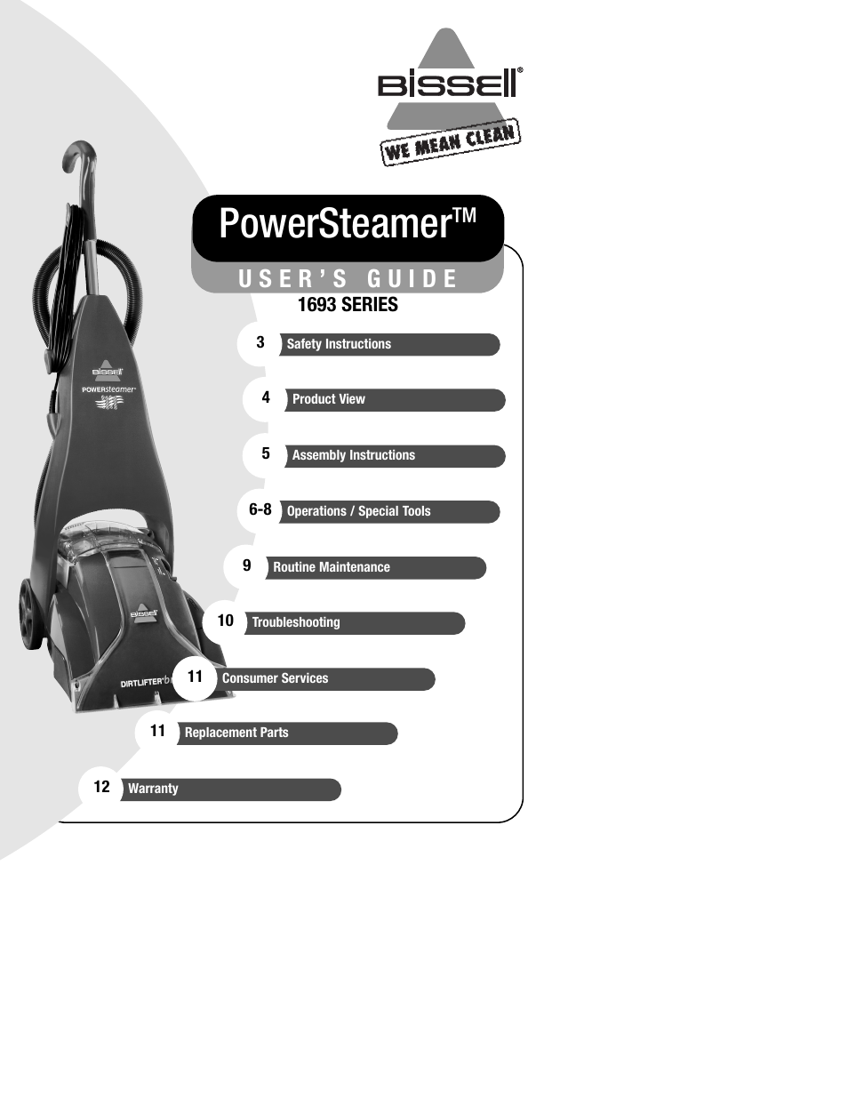 Bissell PowerSteamer 1693 series User Manual | 12 pages