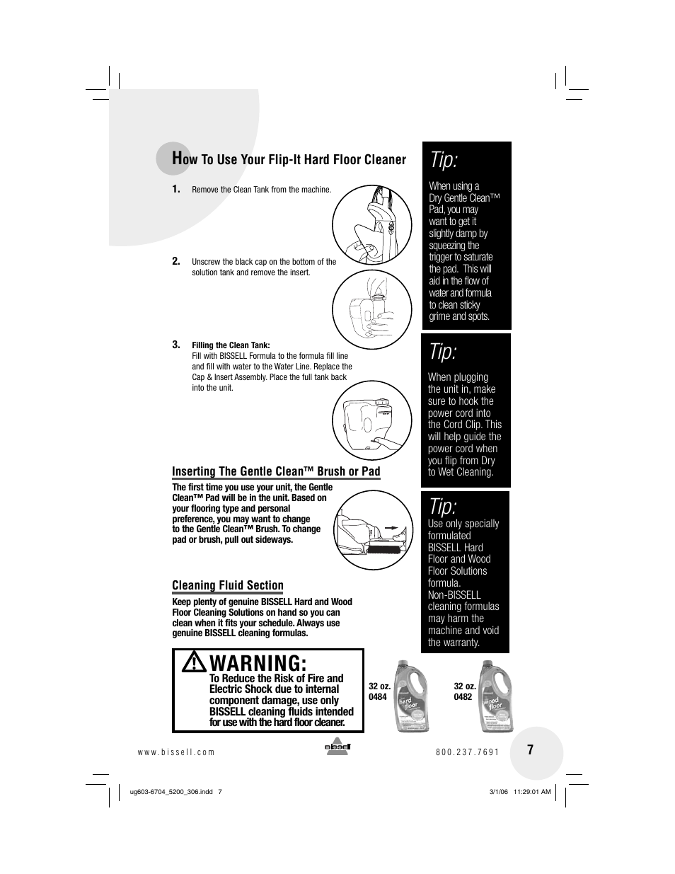 Warning | Bissell 5200 User Manual | Page 7 / 12