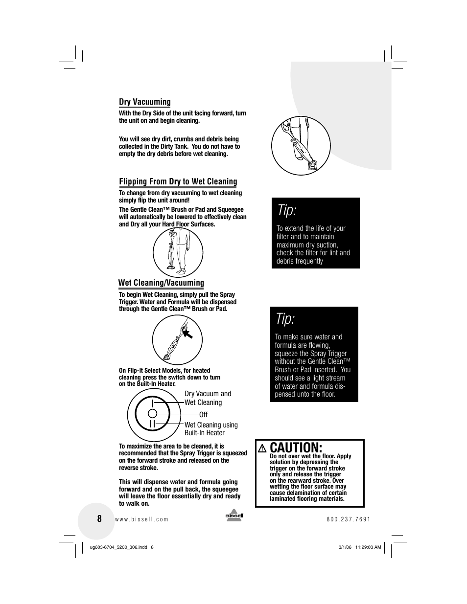 Caution | Bissell 5200 User Manual | Page 8 / 12