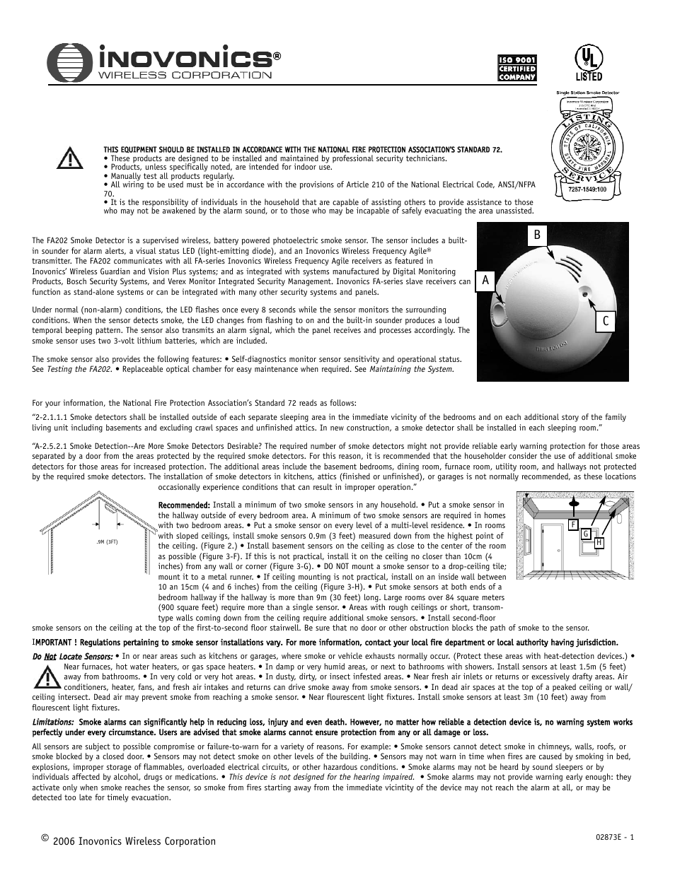 Inovonics FA202 User Manual | 5 pages