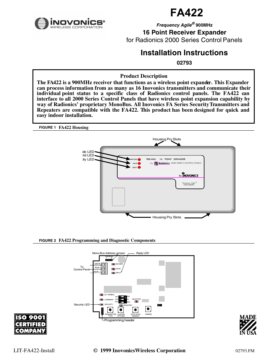 Inovonics FA422 User Manual | 11 pages