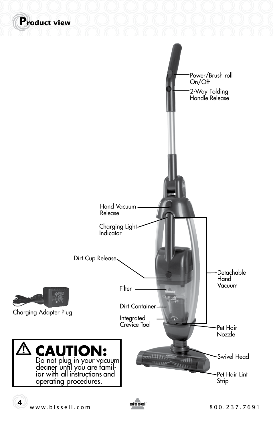 Caution | Bissell 53Y8 User Manual | Page 4 / 12
