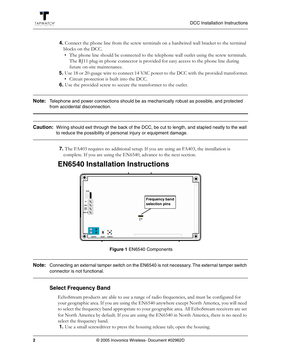 En6540 installation instructions | Inovonics DCC5800 User Manual | Page 2 / 5
