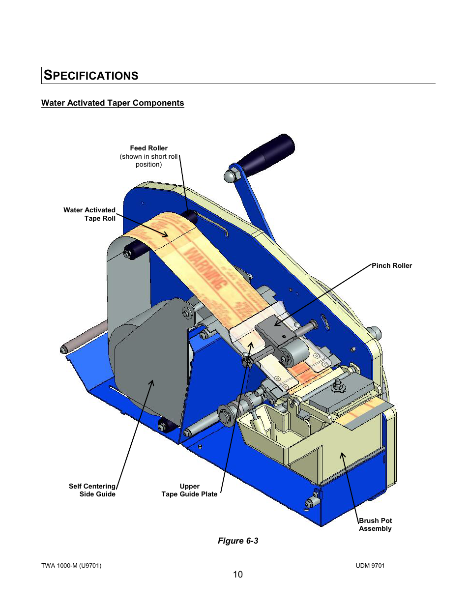 Pecifications | Intertape Polymer Group (IPG) TWA 1000-M User Manual | Page 10 / 60