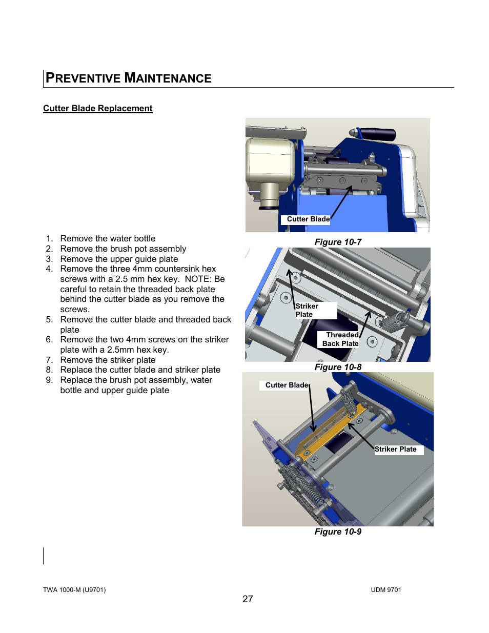 Reventive, Aintenance | Intertape Polymer Group (IPG) TWA 1000-M User Manual | Page 27 / 60