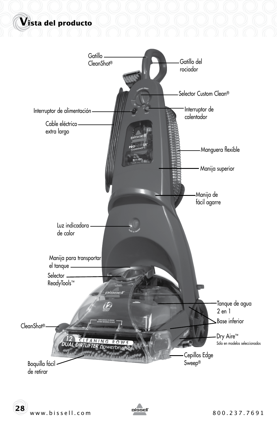 Ista del producto | Bissell PROHEAT2X 20B4 User Manual | Page 28 / 72