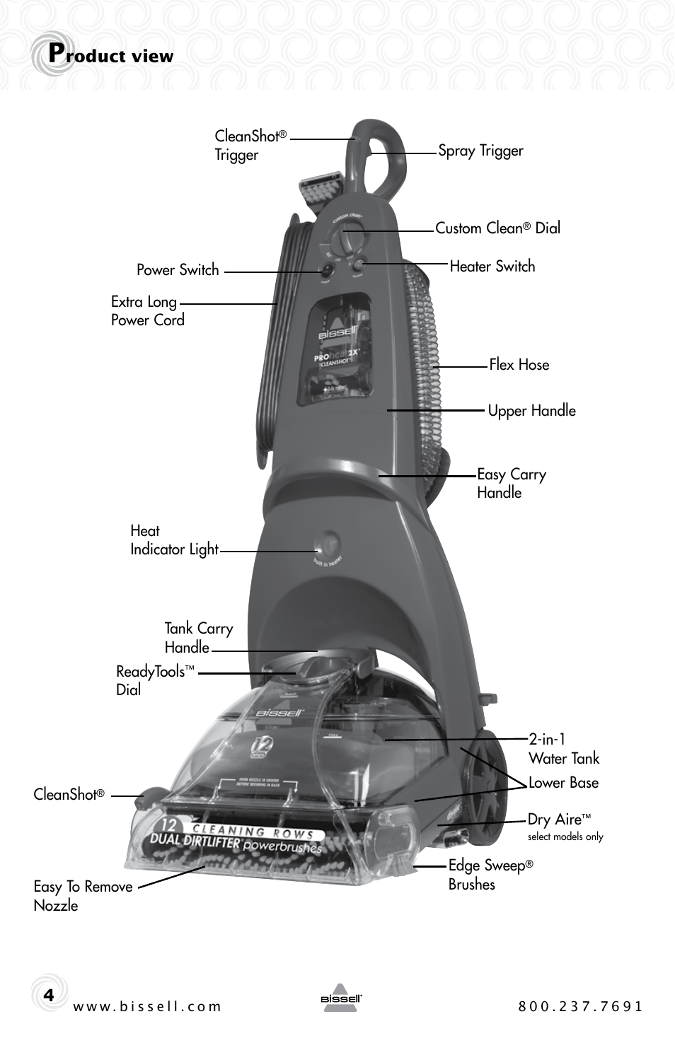Roduct view | Bissell PROHEAT2X 20B4 User Manual | Page 4 / 72