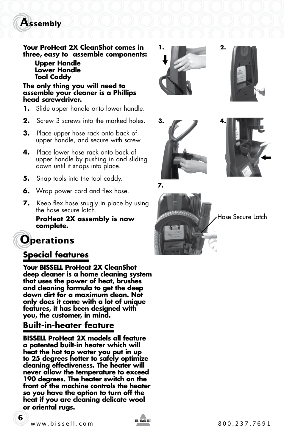 Perations, Special features, Built-in-heater feature | Bissell PROHEAT2X 20B4 User Manual | Page 6 / 72