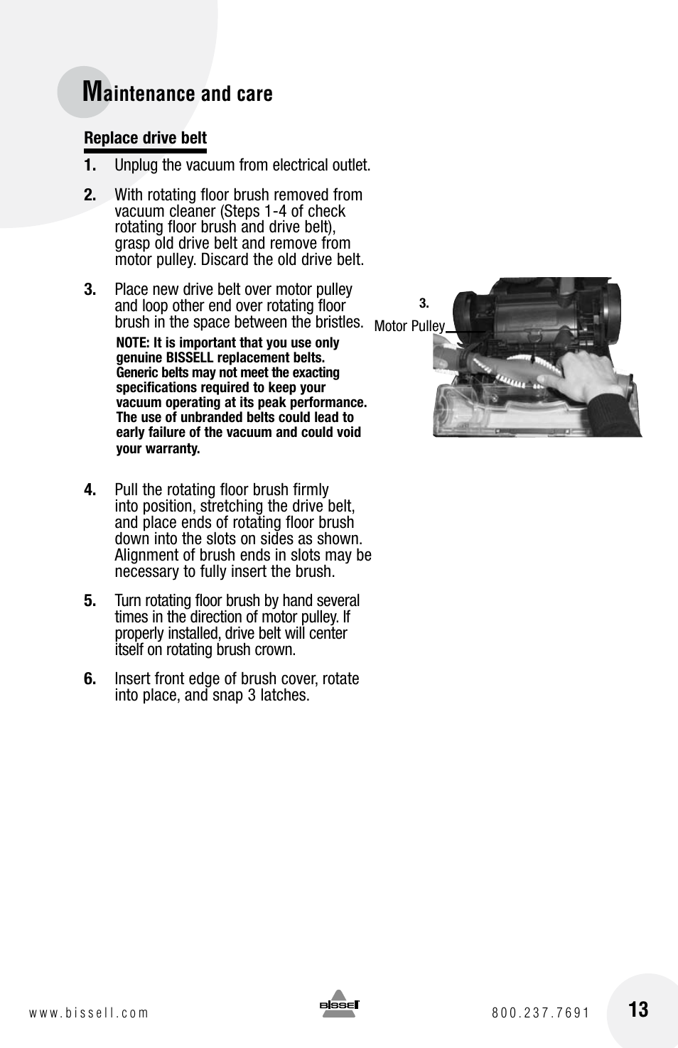 Aintenance and care | Bissell 3920 EN User Manual | Page 13 / 20