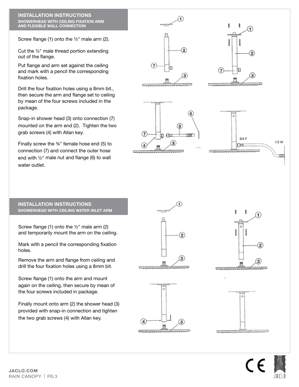 Jaclo 16" x 20 Rettango spa rain canopy - 1620-RC" User Manual | Page 3 / 4