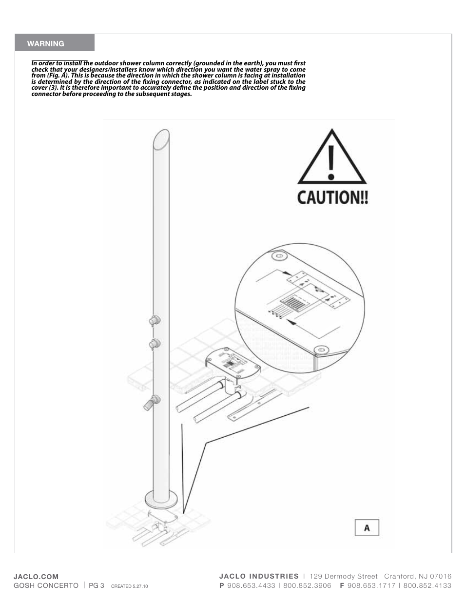 Igb f e d, Colonne doccia da esterno | Jaclo Arc Column - 1900- User Manual | Page 3 / 6