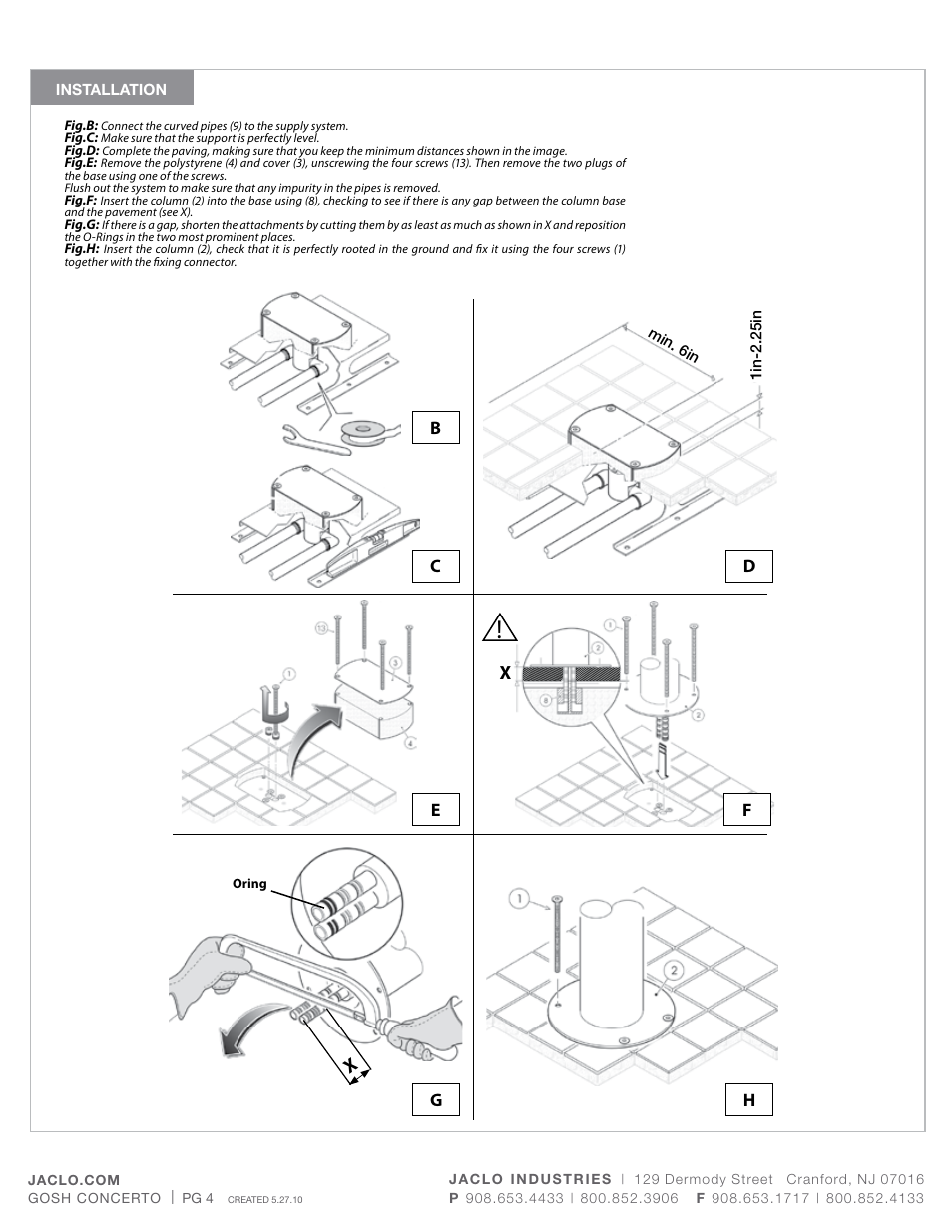 Caution, Igb f e d, Colonne doccia da esterno | Jaclo Arc Column - 1900- User Manual | Page 4 / 6