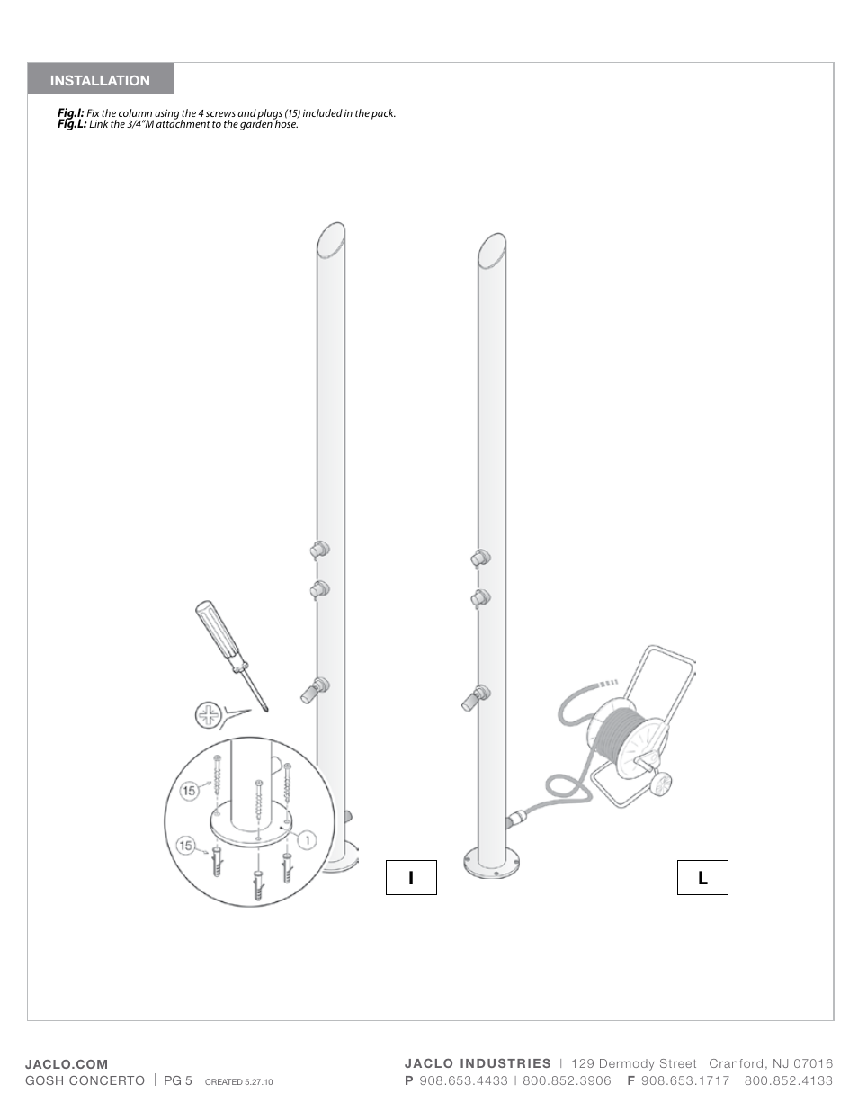 Fe i gb d, Colonne doccia da esterno, Colonna renovation | Jaclo Arc Column - 1900- User Manual | Page 5 / 6