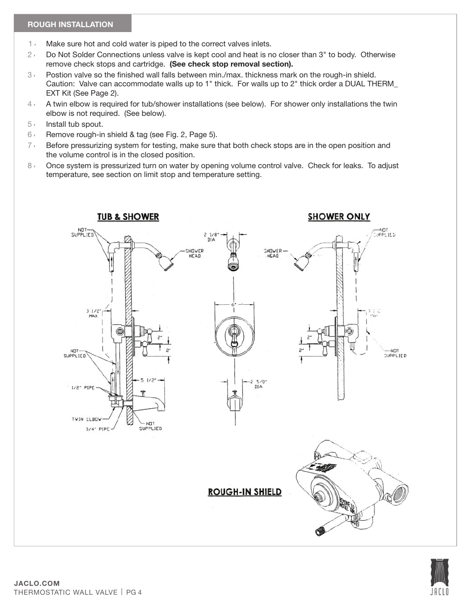 Jaclo ½" thermostatic valve - J-THVC12 User Manual | Page 4 / 10