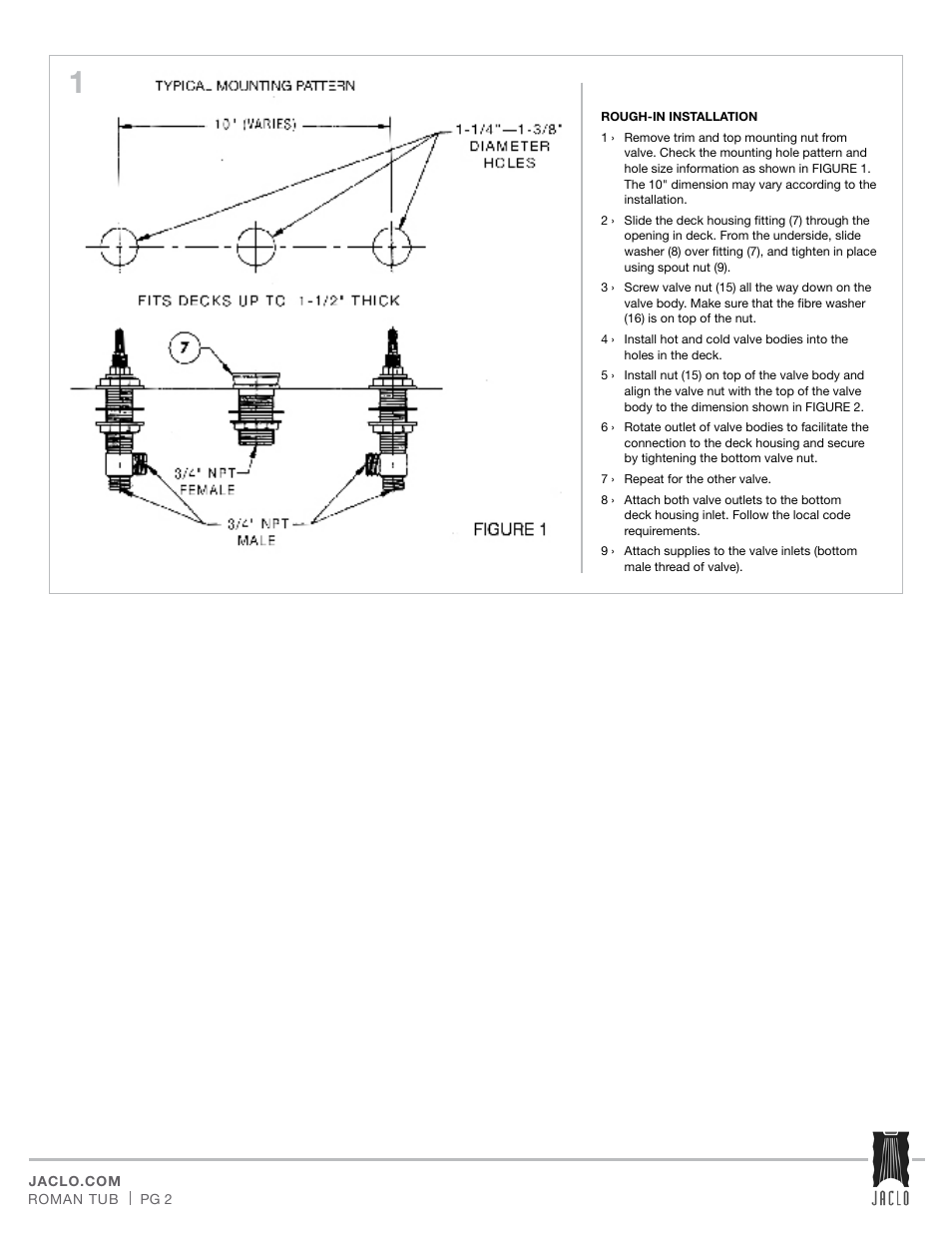 Jaclo Roaring 20's tub filler - 9930-T692- User Manual | Page 2 / 4