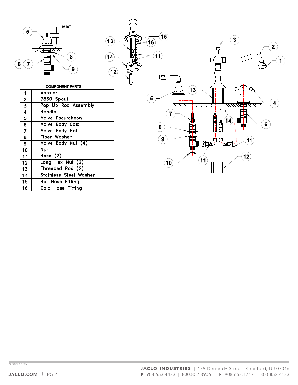 Jaclo Faucet, Lavatory Faucet - 7830-T678 User Manual | Page 2 / 5