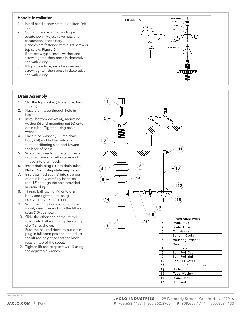 Jaclo Faucet, Lavatory Faucet - 7830-T678 User Manual | Page 4 / 5