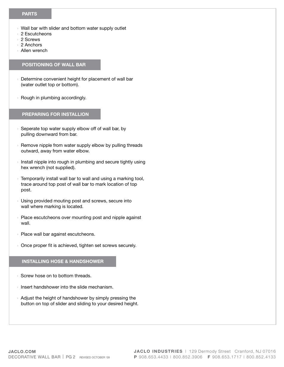 Jaclo Value toilet tank trip lever to fit most standard toilets - 934- User Manual | Page 2 / 3