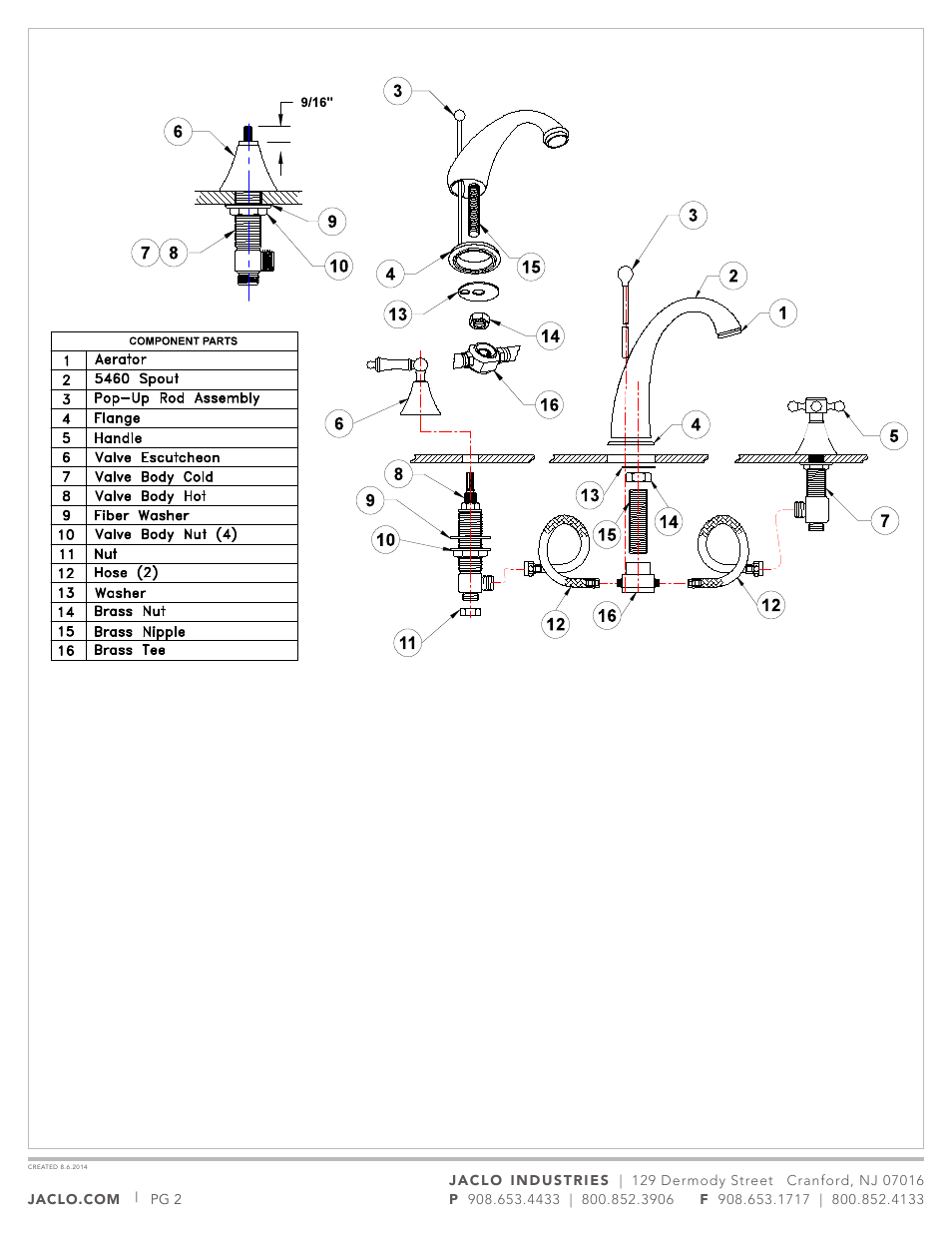 Jaclo Faucet, Lavatory Faucet - 5460-T639 User Manual | Page 2 / 5