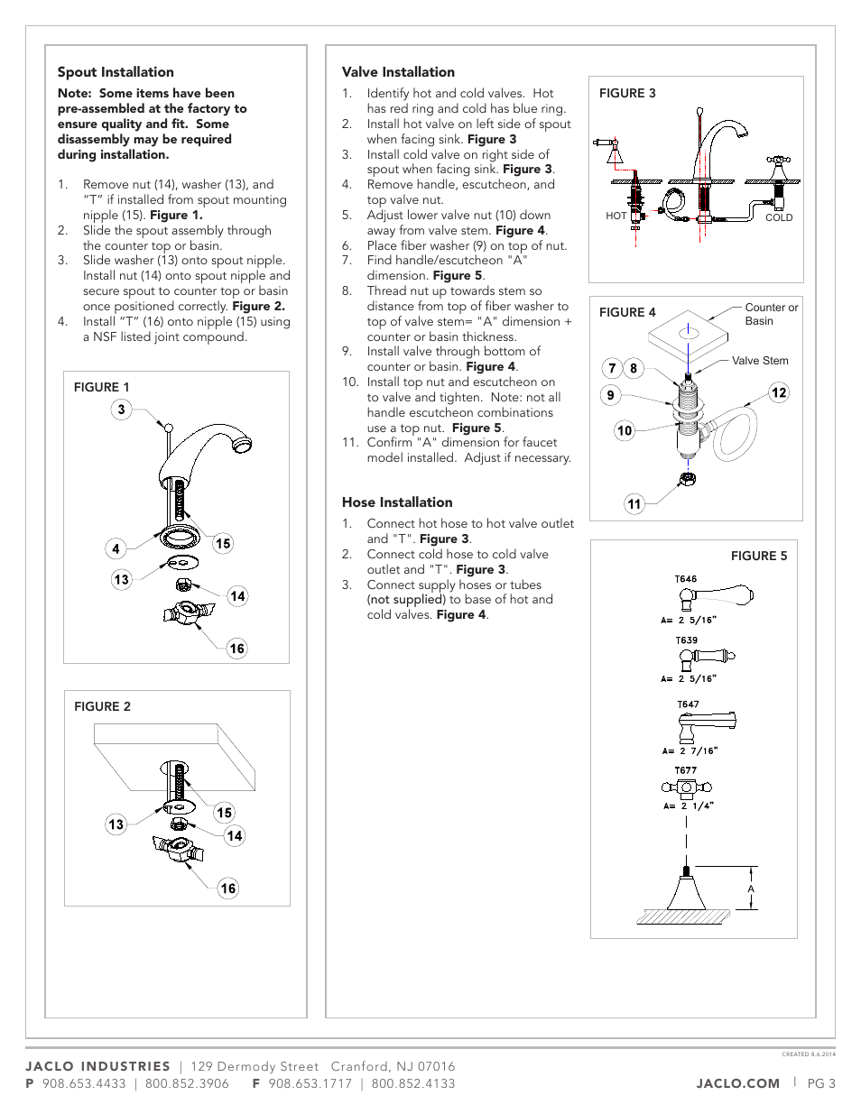 Jaclo Faucet, Lavatory Faucet - 5460-T639 User Manual | Page 3 / 5