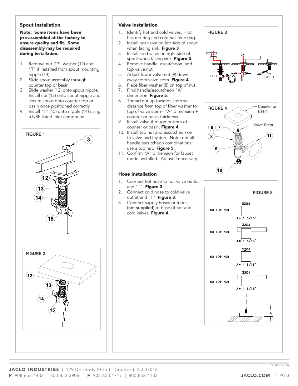 Jaclo Faucet, Lavatory Faucet - 5304 User Manual | Page 3 / 5