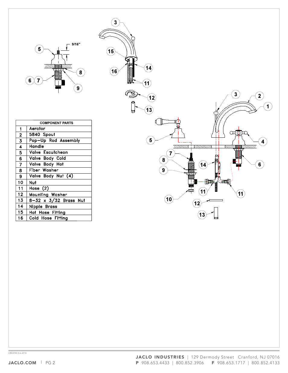 Jaclo Faucet, Lavatory Faucet - 5840-T634 User Manual | Page 2 / 5