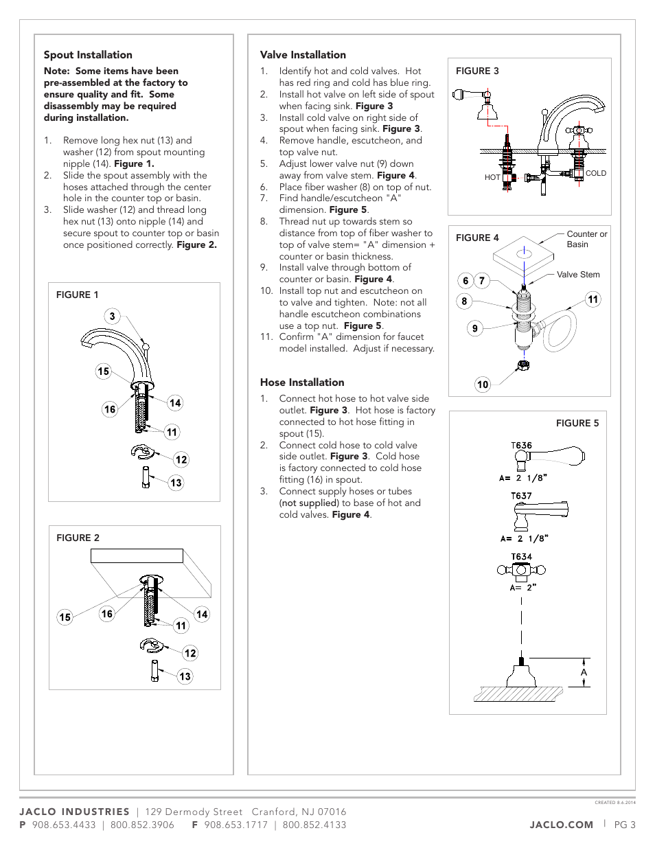 Jaclo Faucet, Lavatory Faucet - 5840-T634 User Manual | Page 3 / 5