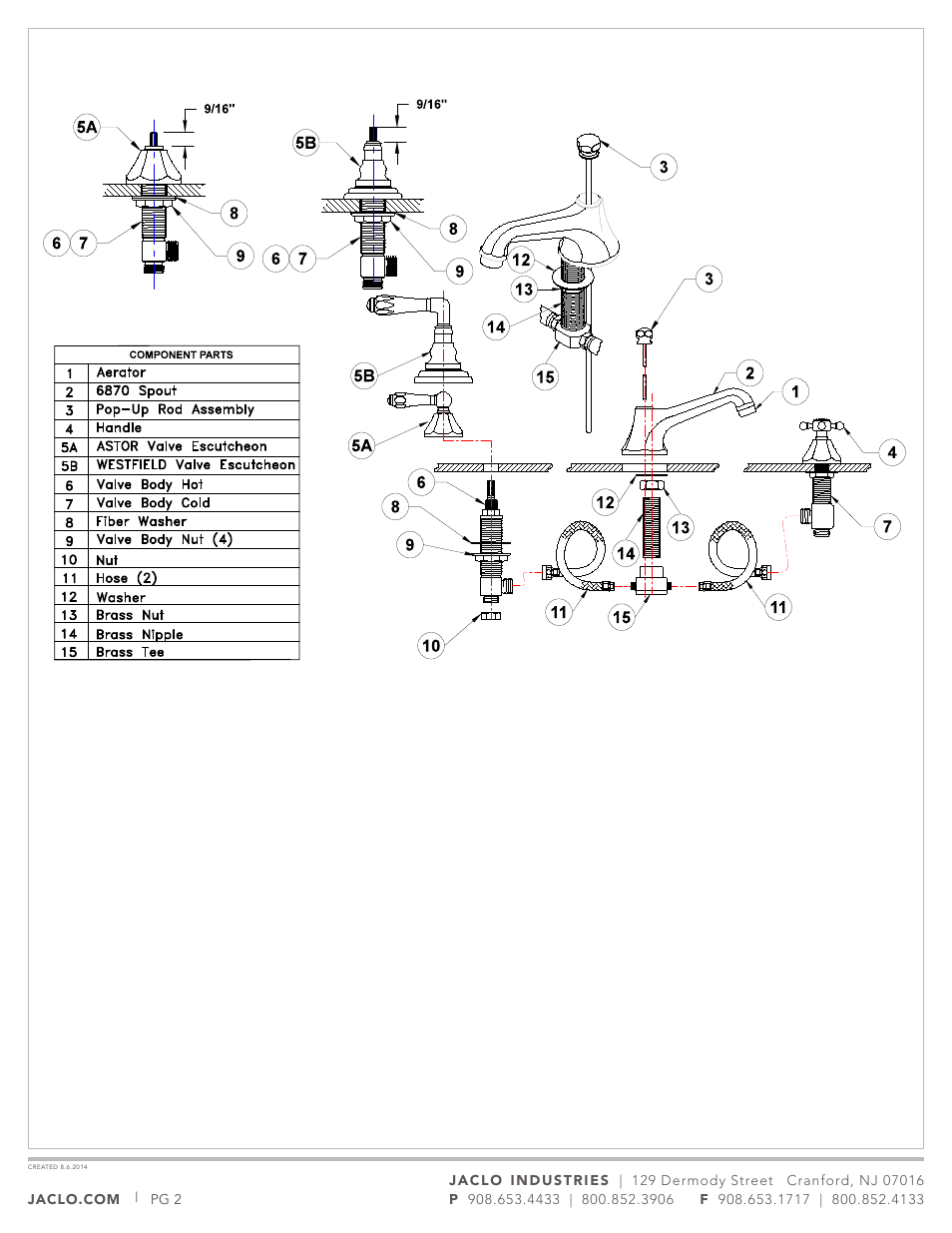 Jaclo Faucet, Lavatory Faucet - 6870-T674 User Manual | Page 2 / 5