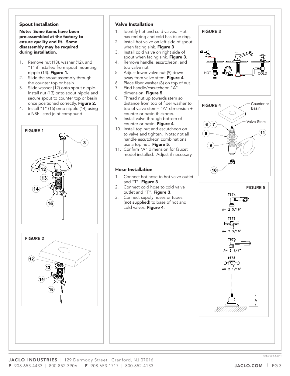 Jaclo Faucet, Lavatory Faucet - 6870-T674 User Manual | Page 3 / 5