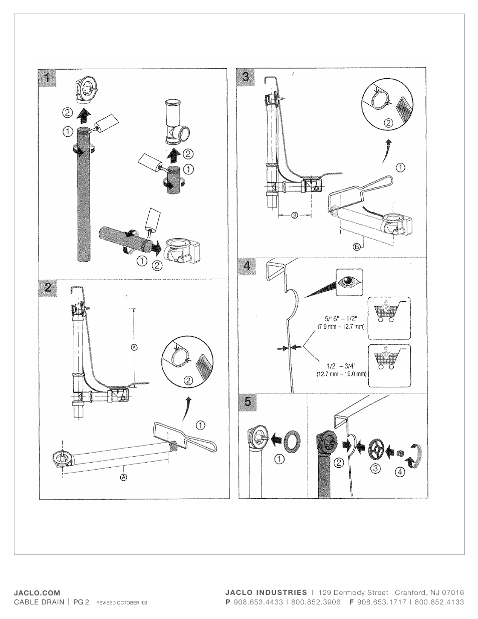 Jaclo Cable Drain with All Brass Trim - 386- User Manual | Page 2 / 5