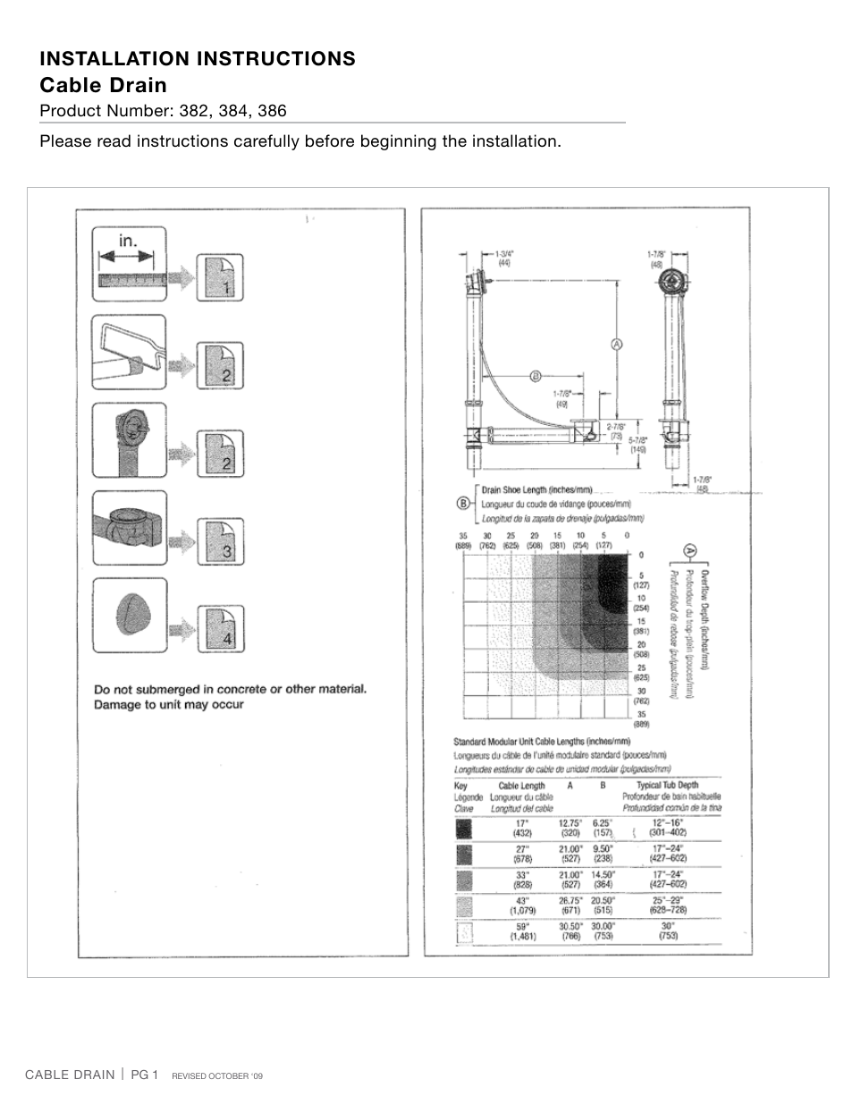 Jaclo Cable Drain without Trim - 386-LT User Manual | 4 pages