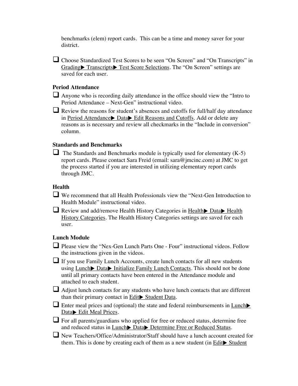 JMC Starting the 14-15 School Year Checklist - New Client User Manual | Page 4 / 6