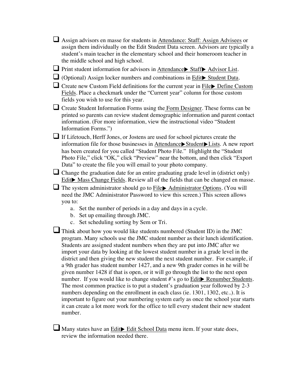 JMC Starting the 13-14 School Year Checklist - New Client User Manual | Page 2 / 5